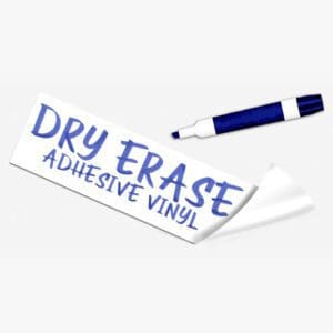 A white paper with the words dry erase adhesive vinyl written on it.