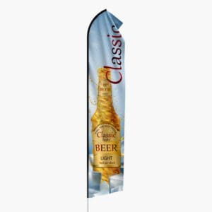 A beer bottle flag with the name cassin on it.