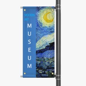 A pole with a sign on it that says museum.